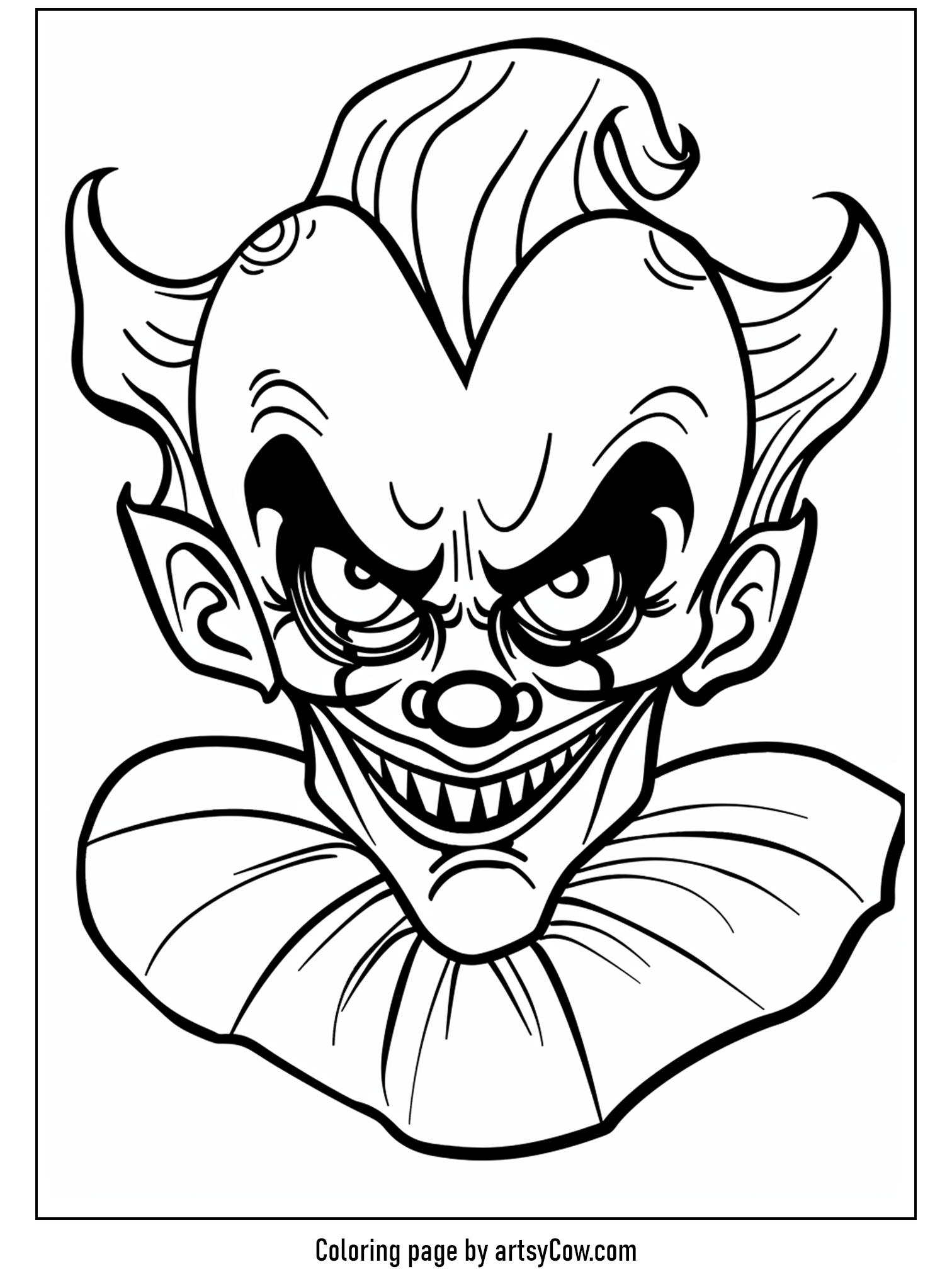 Scary Halloween coloring pages-creepy clown face